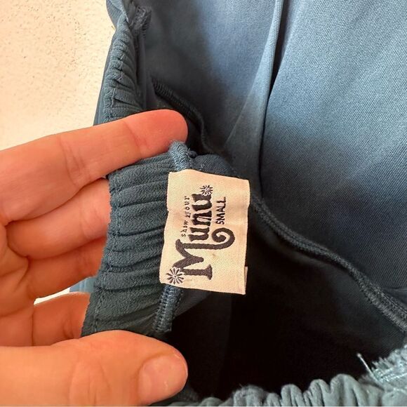 Show Me Your Mumu Teal Maxi Halter Neck Dress Slit Size small - Picture 8 of 10